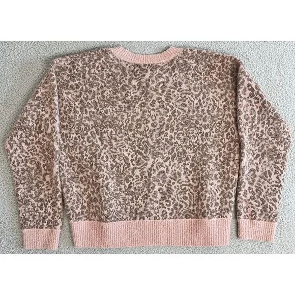 Madewell Sweater in Leopard Womens XL Shrunken Pullover Pink Animal Print - Picture 3 of 16